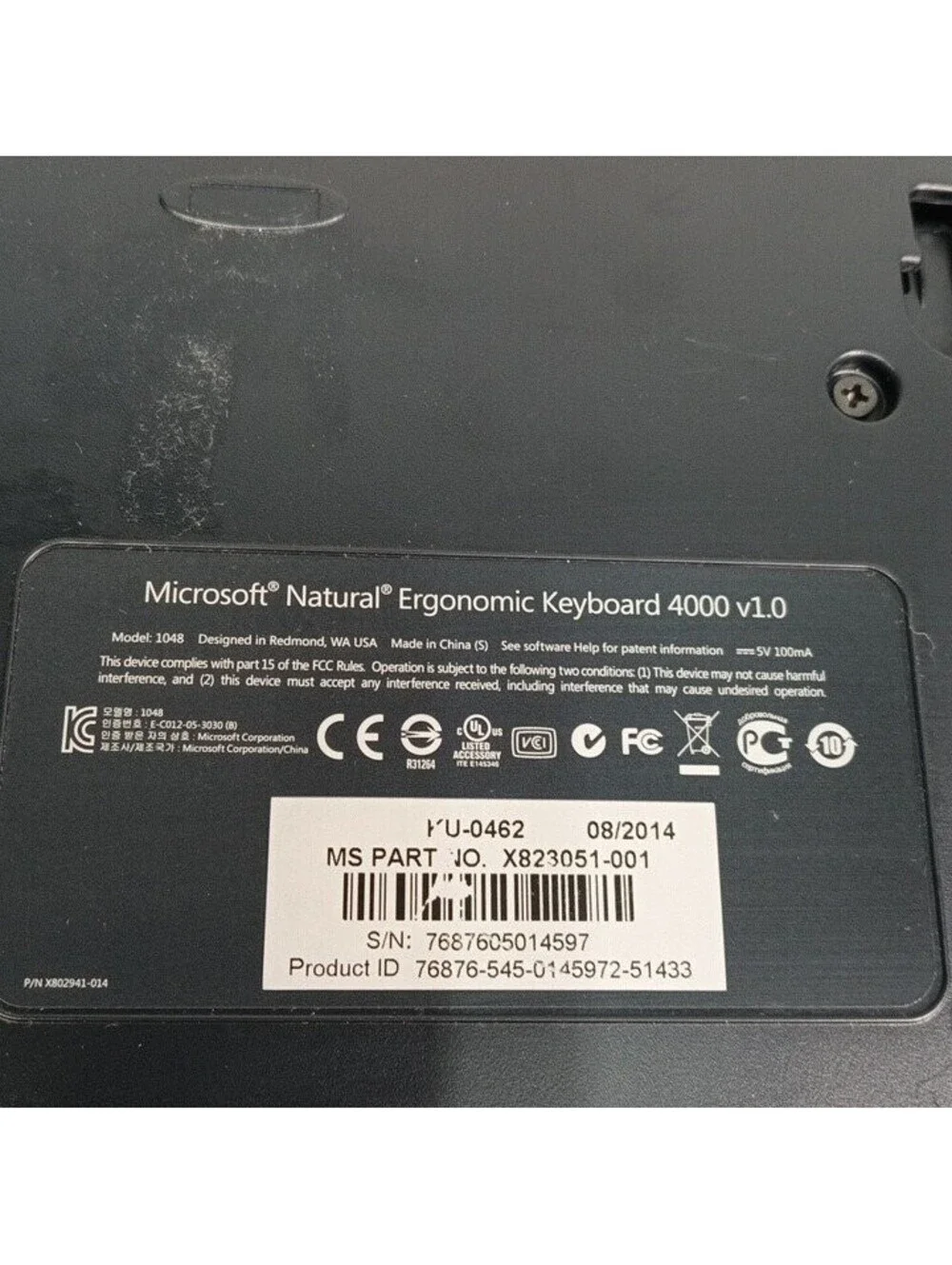Microsoft Natural Ergonomic Keyboard 4000 Wired USB Split